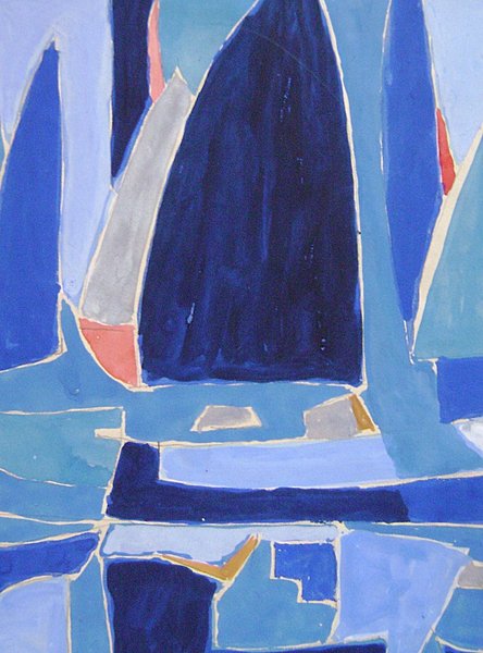 Marine de Marcel Burtin, 1951; Gouache sur papier 35x30