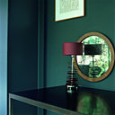 Miroir circulaire en noyer avec glace mercurisée