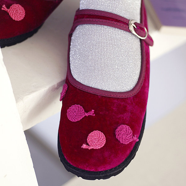 Sandale chinoise en velours