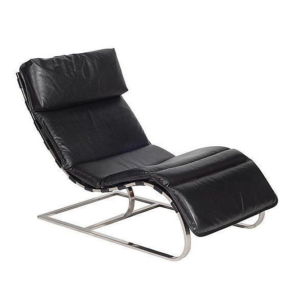 Grand fauteuil de relaxation en cuir noir