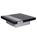 Grande table basse carrée avec large bande chromée