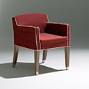 Version extérieur, le fauteuil Marly houssé rouille