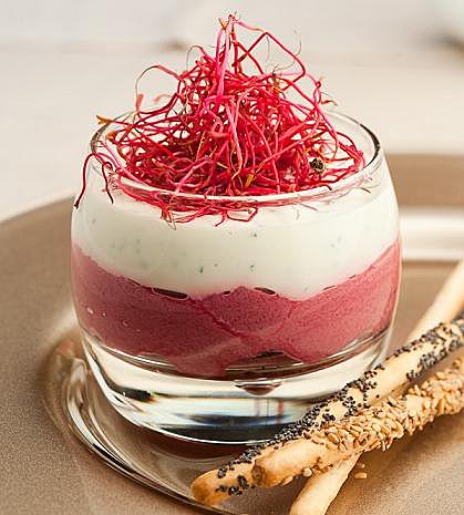 Verrine de betteraves à la ricotta