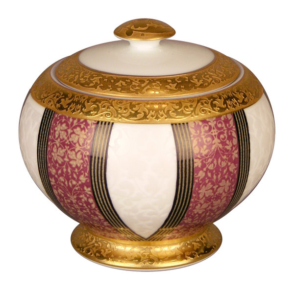 Décor incrustation or pour un sucrier distingué