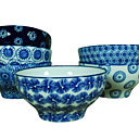 Motifs bleus et blancs. Ensemble de 6 grands bols fleuris. Diamètre 15,9 x H 8,2 cm. 48 €. Bols fleuris. Chehoma.