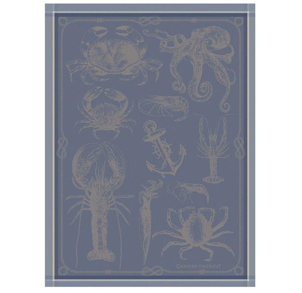 Spécialiste du tissé teint, le torchon de Garnier Thiebaut  rend hommage aux coquillages et crustacés