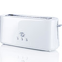 Design simple mais efficace pour ce grille-pain à petit prix. Fonctions décongélation, réchauffage et annulation. 7 niveaux de brunissage. Carrefour.