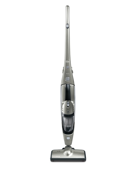 Un aspirateur 2 en 1 très pratique. Il tient tout seul sans support ni appui. Autonomie 20 minutes. Brosse rotative électrique. Bac 300 ml.  2,9 kg. BBHMove4. Bosch.