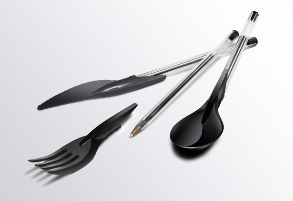 A la fois stylos et couverts, Din Ink est un set idéal pour la pause déjeuner au bureau !