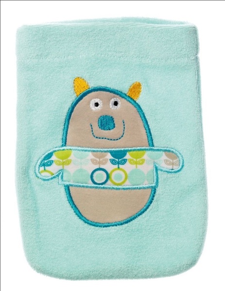 Pour un bain rigolo, un gant de toilette rigolo. 2 €. Hema.