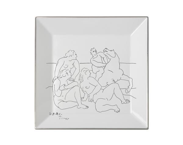 Élégante et sensuelle, « Le Cavalier, 1921 », trois femmes effrayées par un cavalier.