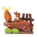 Les lapins se baladent en voiture à la Maison Chocolat.