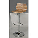 Tabouret Zebrano avec assise en placage de bouleau foncé ou clair. Pied en métal chromé. L.40 x P.43 x H.106 cm. 75 €. Alinéa.