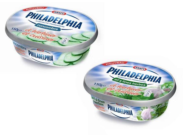 Enfin, le mythique Philadelphia arrive dans l'hexagone dans trois saveurs: nature, ail et fines herbes, ou goût frais de concombre