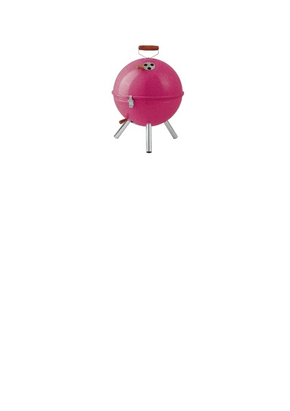 Un barbecue rose bonbon. Barbecue à charbon. Couvercle clipsable sur le support pour un transport facile. 19,90 €. BB Grill. Leroy Merlin. www.leroymerlin.fr
