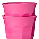 Rose bonbon. Le gobelet en mélamine : 1,50 €. Hema.