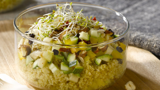 Verrine orientale qui ne craint pas un mariage d’ingrédients peu conventionnel.