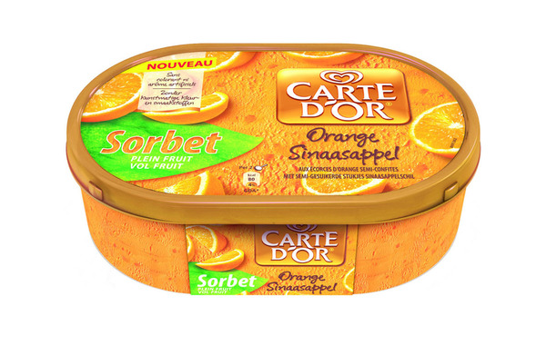 Carte d'Or s'est surpassé avec son sorbet orange extrêmement frais et juteux