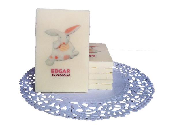 Mon doudou imprimé sur du chocolat blanc