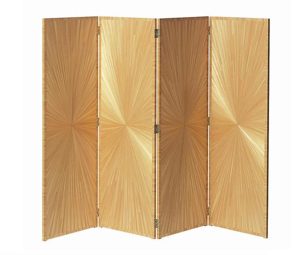 Paravent à 4 volets orné de marqueterie de paille de seigle cirée. L.200 x H.150 cm. Design Jean-Michel Frank. Prix sur demande. Hermès.