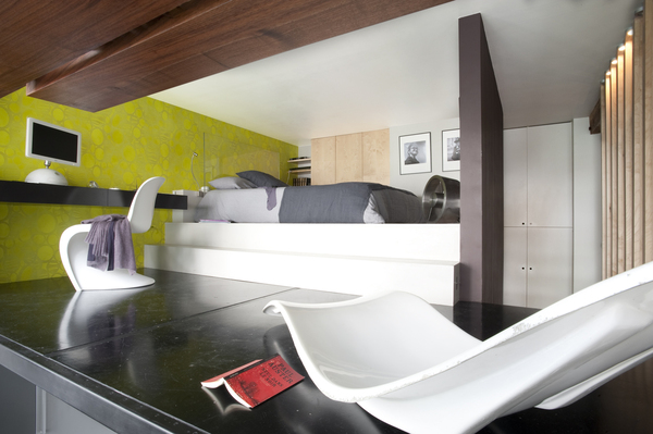 La chambre ouverte sur le reste du loft