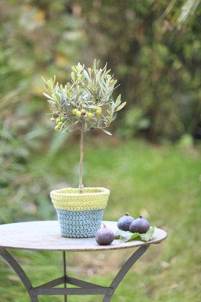 Les pots ne craignent plus la fraîcheur du jardin, habillés de la sorte