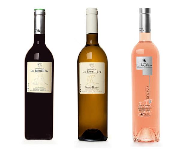 Les trois couleurs sont proposées; ici le rouge, le blanc puis le rosé Grande Réserve