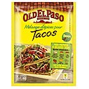 Dîner mexicain avec le mélange d'épices pour préparer de délicieux tacos, Old El Paso