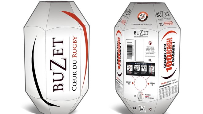 3 litres de Buzet dans un joli cubitainer en forme de ballon de rugby: le Bag In Box !