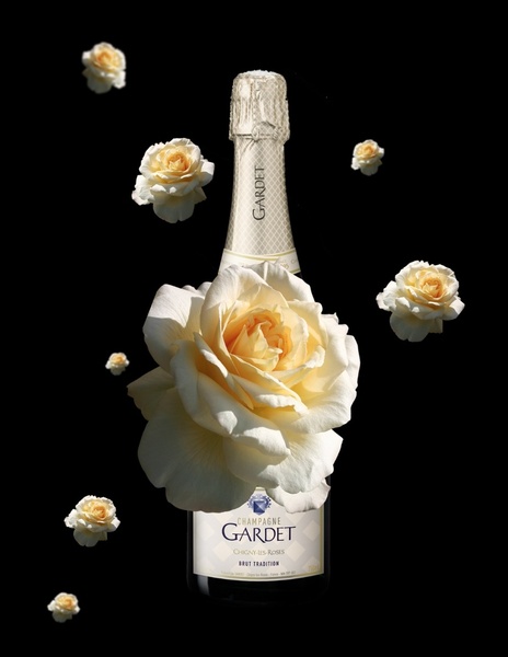 Hommage au champagne, la rose diffuse son doux parfum avec élégance