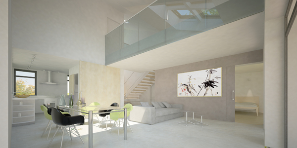 Un système performant de ventilation nocturne évacue les calories accumulées la journée et stocke la fraicheur la nuit par un principe de convection naturelle entre fenêtres verticales et fenêtres de toit.