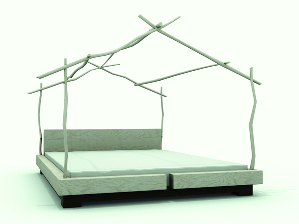 Format XXL pour le lit Bedhouse en hêtre massif pour une nuit romantique et contemporaine, Woodloops