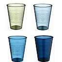 Verres Water en polycarbonate à l’allure de gobelets en plastique. 21 cl. 9.50 €.