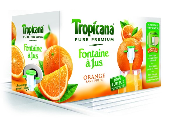Pas moins de 3 litres de jus d'orange pour cette nouvelle fontaine à jus de Tropicana