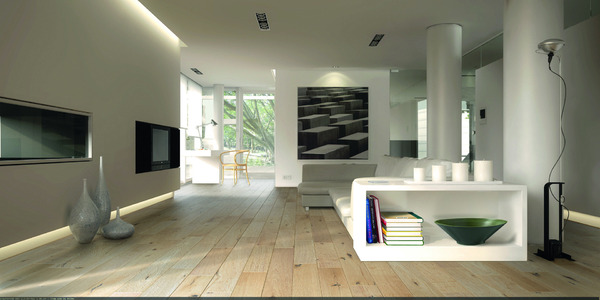 Finition huilée teintée et pose flottante, ce modèle est en chêne Savoie en patine naturelle.