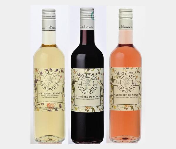 Trois couleurs pour les Dînettes et Croustilles du domaine de la Tuilerie, campé sur la partie géologique la plus ancienne de l’appellation Costières de Nîmes