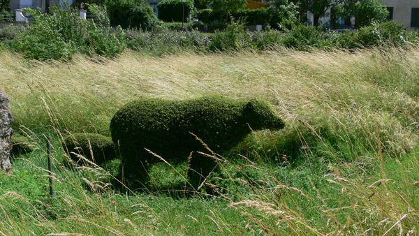Pour aider les enfants à mieux visualiser, le parc a prévu des topiaires de buis taillés en forme d'animaux de la forêt.