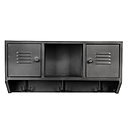 Un rangement en métal double usage. 2 portes et 3 crochets. L 59,5 x H 28 x P 20 cm. A fixer au mur. 39 €. Indus. Alinéa.