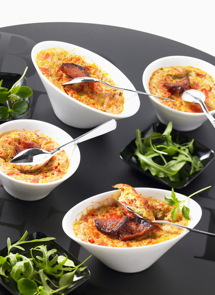 Petits flans aux poivrons et chorizo