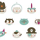 Motif Zelie chat et chouette.