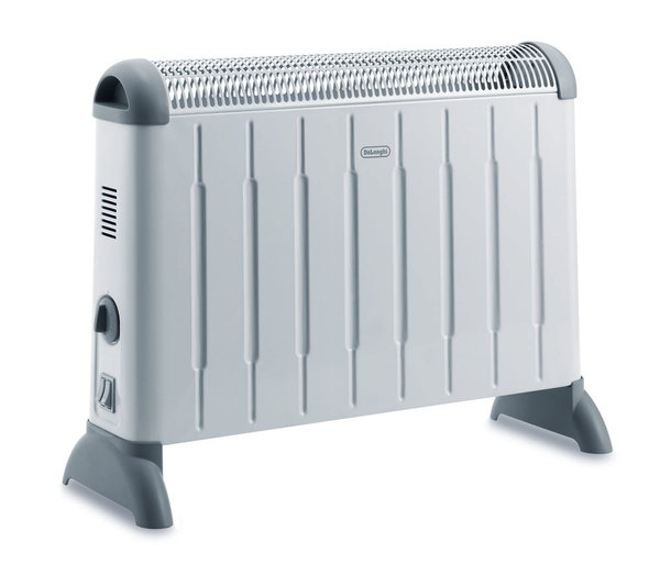 Convecteur petit modèle De’Longhi : 2000 W avec 2 allures de chauffe. Prix indicatif : 34,99€.