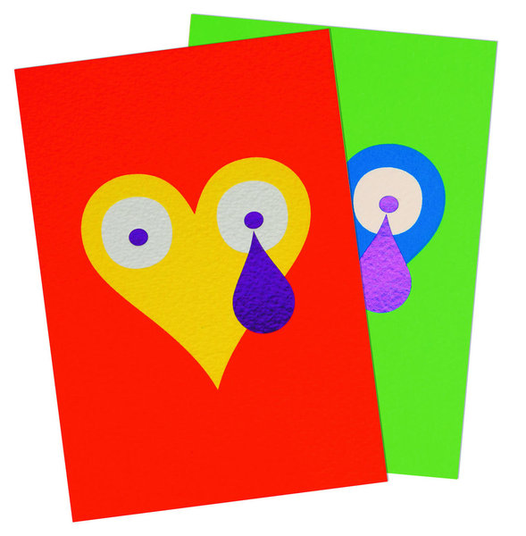 Le romantisme absolu des cartes édition luxe du logo fétiche d’Ich & Kar Cœur de la collection Pokerface. Tons fluorescents sérigraphiés sur papier arche et dorure violette brillante pour cette édition limitée à 300 exemplaires. Existe aussi en édition classique.