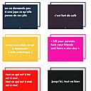 Une collection de cartes postales à message pour affirmer votre humeur avec humour et poésie. Cartes RSVP et poche RSVP avec 9 cartes et 9 enveloppes doublées papier or.