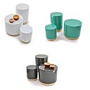 La gamme CHAMALLO se compose  de trois tables basses, disponibles dans tous les coloris de la collection POP. Légères, elles peuvent être utilisées séparément ou combinées entre elles. La bande de bambou naturel sur le pied de chaque table se dessine comme une fine signature de la marque.