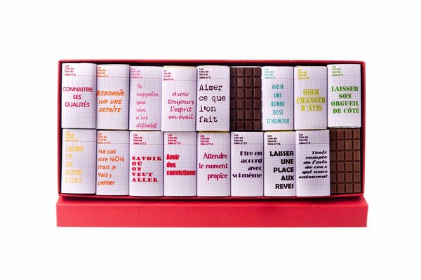 Messages éducatifs sur les ravissantes mini tablettes de chocolat de chez Jadis et Gourmande