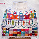 Chauffe épaule laine blanche et multicolore © Tricotcolor