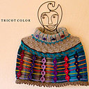 Chauffe épaule en laine brune et multicolore © Tritcolor