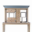 Le cabinet cabinet XL, présenté ici avec corniche, est évolutif. Différentes finitions colorées sont disponibles.