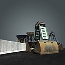 Des paysages portuaires sublimés : ici, des bennes aux couleurs désaturées.