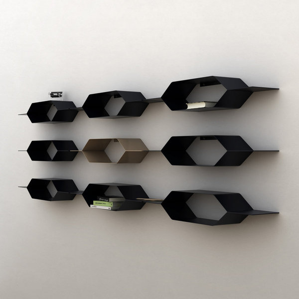 Système modulaire d'étagères en métal laqué Alvéole vous permet d’associer le design à la fonctionnalité. Choisissez un module ou plusieurs, selon vos besoins et selon votre projet esthétique.